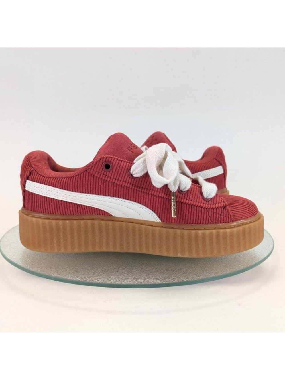 Puma x Rihanna Fenty Creeper Phatty Womens Size 6 Red Corduroy Platform Shoes - Picture 8 of 10